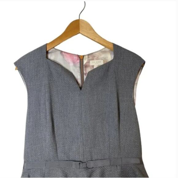 Ted Baker London Nadaed Peplum Dress Mid Grey Size 4 - Picture 6 of 13